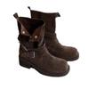 Cowhide Version! Retro Thick Heel Folded Two Women's 2025 New Thin Thick-soled Medium Boots Autumn
