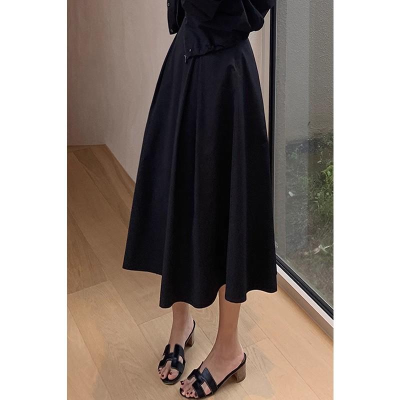 

Элегантная миди-юбка А-силуэта с высокой талией для женщин - Идеально подходит для весны и осени Medium чёрный