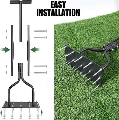 Handmatige gazonbeluchter met 15 ijzeren pinnen, 2-in-1 gras- en bodembeluchtingstool voor gazonluchtbeluchter, tuin en een schoonmaakhulpmiddel