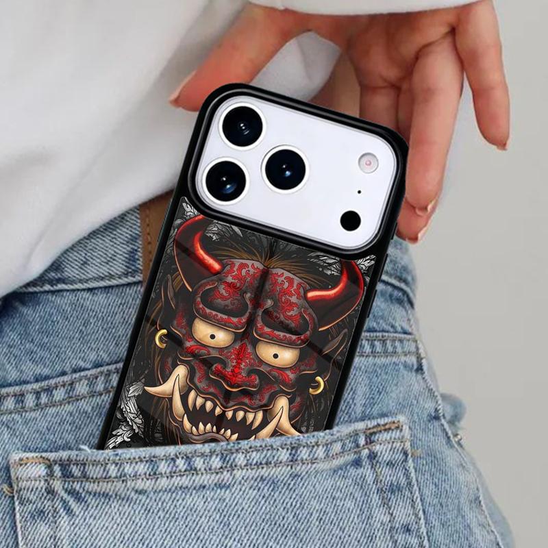 Samurai Oni Mask soft Phone Case for iPhone 17ProMax 12 13 14 15 16e 17 Pro Max Plus Air Cover