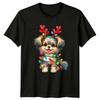 Puppy Reindeer Christmas Holidays Unisexs Unisexs Graphic Unisex Tee