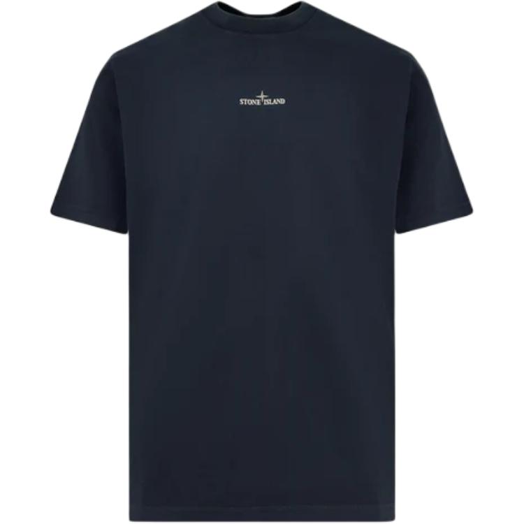 STONE ISLAND Футболка мужская с коротким рукавом и круглым вырезом, с надписью, синяя K2S152100037S0241-V0020 XL