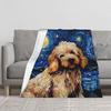 1PC Goldendoodle Dog Starry Night Blanket Throw Furry Winter Blankets for Adults Bedding Home Interior Fluffy Plaid Sofa Knee
