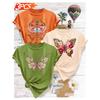 3 Elegant Outfits for a Girls' Gathering T Ethnic-style Shirt with Butterfly and Floral Prints, Vintage and Unique Top, Fresh and Youthful, Casual