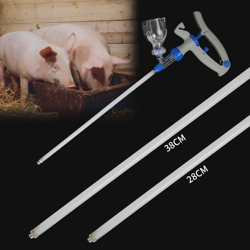 28cm/38cm Veterinary Syringe Extension Rod Continuous Syringe Extended Injection Tube For Animal Use Long Arm Injection Rod gray