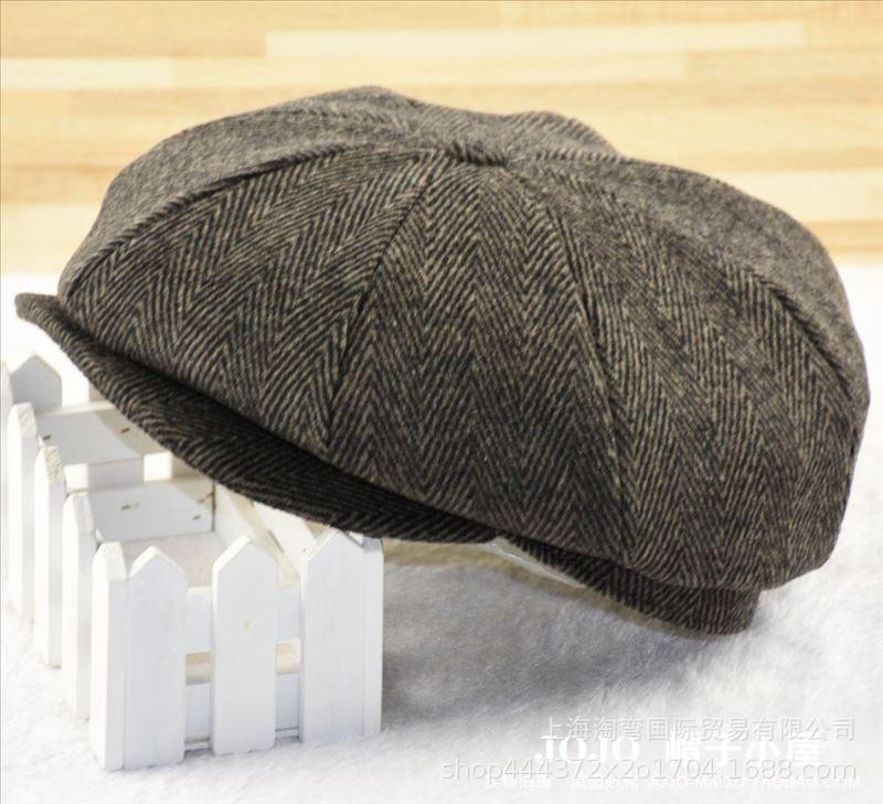 Men's Hat European and American Checkered Octagonal Hat Forward Hat Autumn and Winter Cap Painter Hat Newsboy