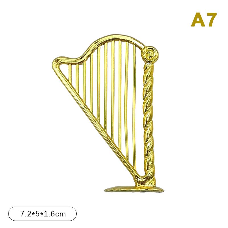 

Миниатюрный кукольный домик, гальваническое золото, музыкальный инструмент, сделай сам, маленькая подвеска, детская игрушка для ролевых игр, аксессуары