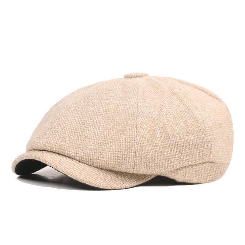 Bavlněný baret Pánská malířská čepice Newsboy čepice Klobouk Rybí kost Osmihranný klobouk