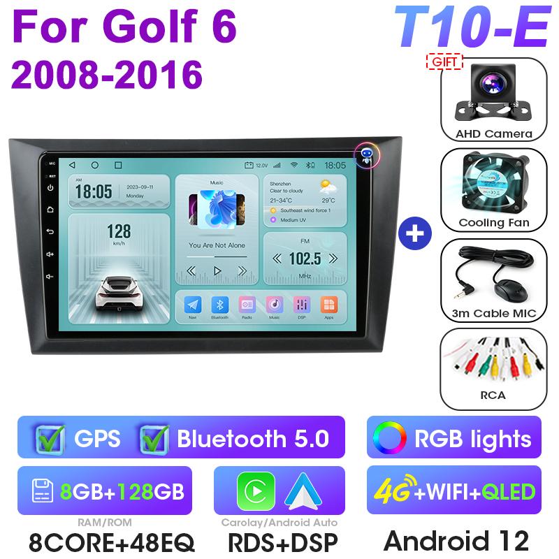 2 Din Android 12 Car Radio For Volkswagen VW GOLF 6 2008 - 2016 Wireless CarPlay Auto Car intelligent Systems Smart Autoradio 4G