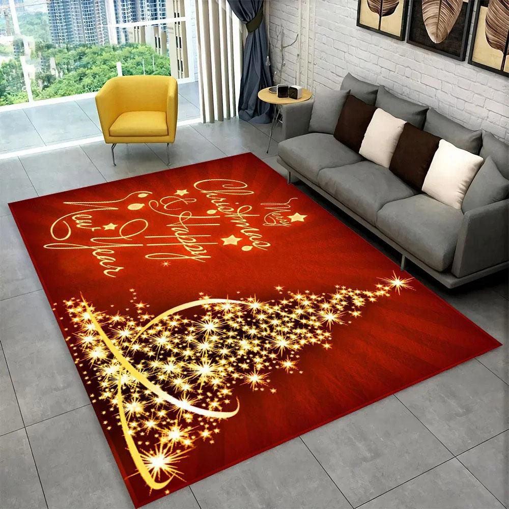 Santa Claus Christmas Carpet Tree Large Area Rug Living Room Rug Bedroom Sofa Doormat Christmas Decoration Non-slip Floor Mat