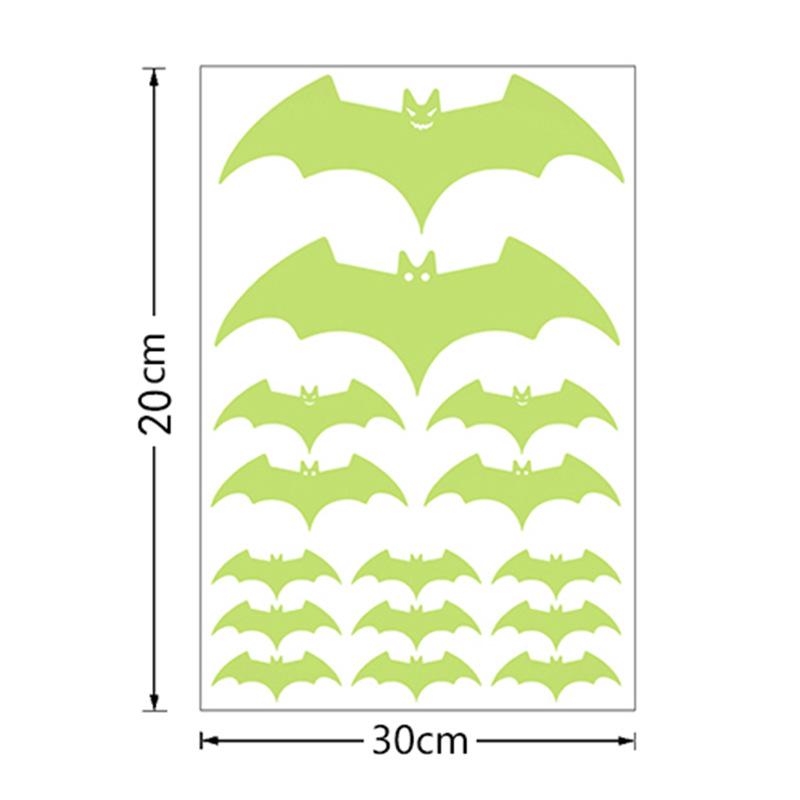 

Halloween Bat Luminous Sticker Cartoon Sticker Foreign Trade Festival Haunted House Home Decoration Wall Fluorescent Sticker 30X20CM