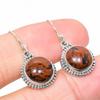 Natural Mahogany Obsidian Gemstone 925 Solid Sterling Silver Earring 1.25" n6C99