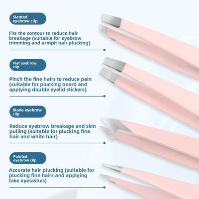 Premium Eyelash Tweezers Set for False Eyelashes and Eyebrow Grooming Stainless Steel Tweezers with Comb and Carry Case