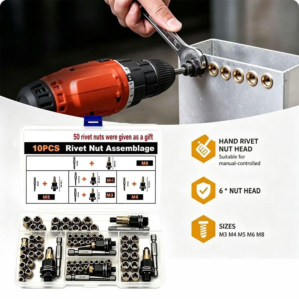 60/70 PCS Rustproof Rivet Nut Tool Threaded Threaded Insert Tool Automotive Repair