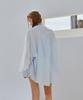 VIKINI VENDER Simple Loose Fit Long Sleeve Shirt Cover-Up - Blue