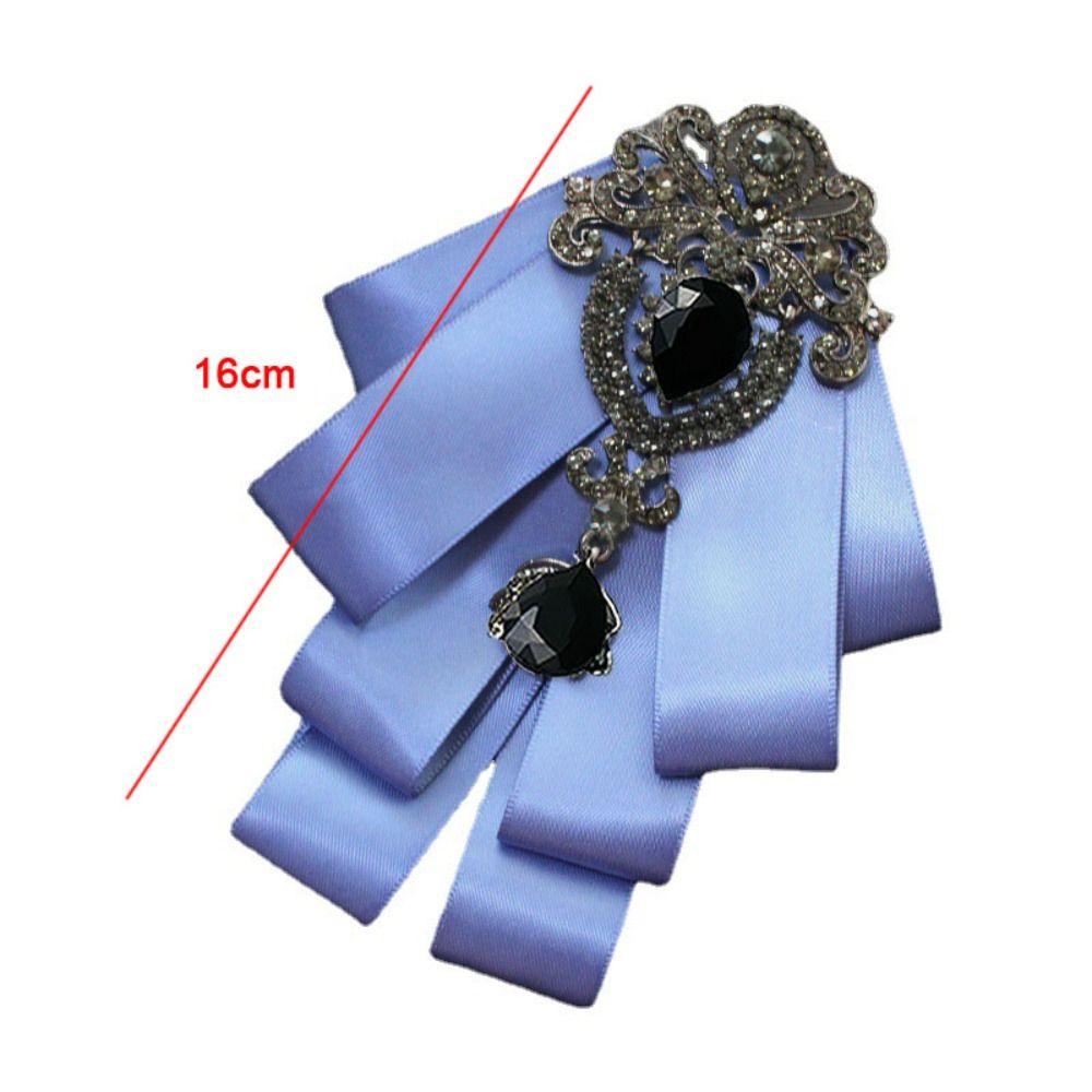 Crystal Bow Tie Fabric Neck Decoration Brooch Accessories Collar Flower  British Style
