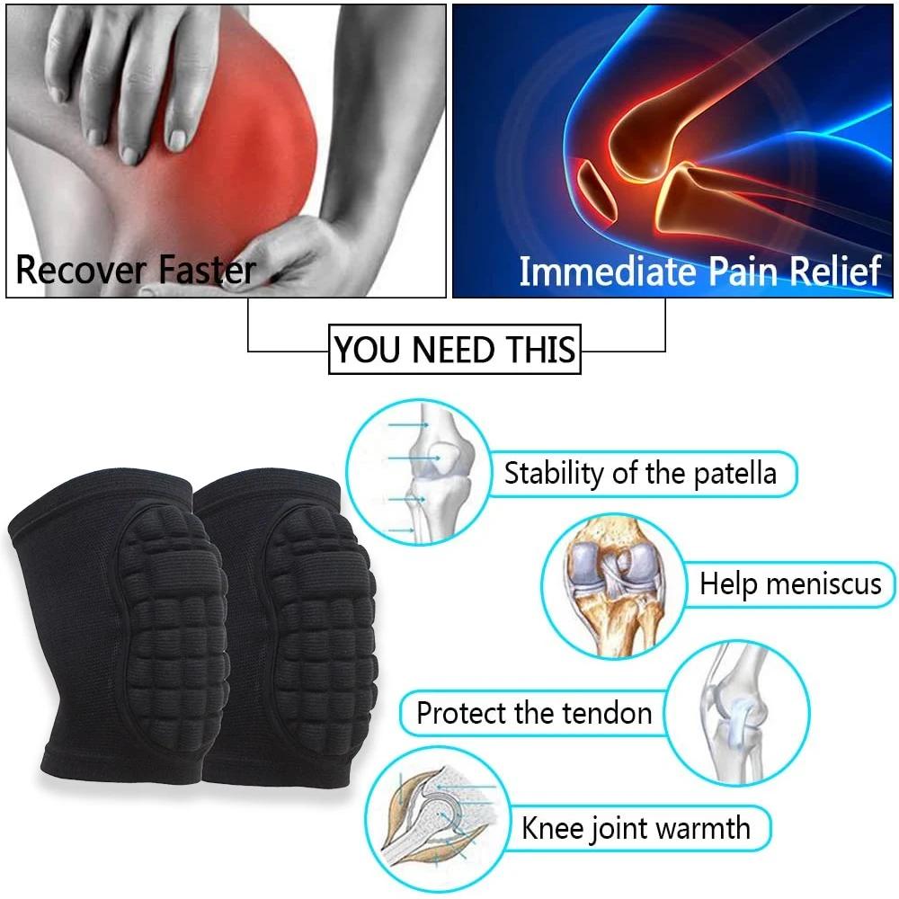 1Pair Anti-Slip Padded Sponge Knee Brace Breathable Flexible Elastic Knee Pad Support for Football Volleyball Dance Sports