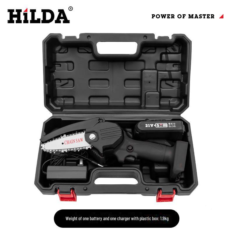 HiLDA Cordless Mini Electric Chainsaw, Rechargeable One-Handed Woodworking and Garden Saw