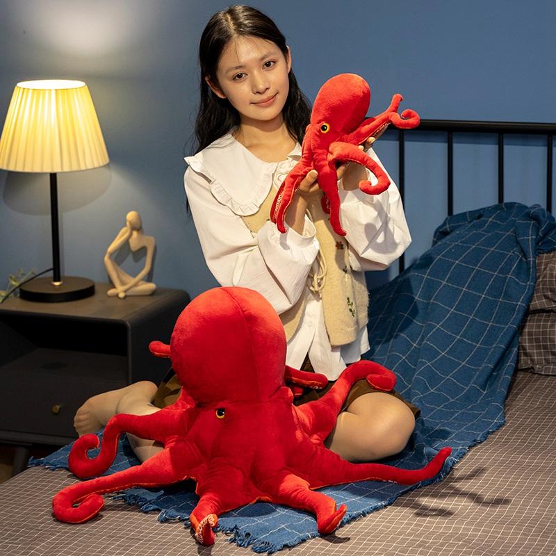 New 40/75CM Red Simulation Octopus Toys Marine Organism Soft Dolls Soft Fabric Throw Pillow Cartoon Decor for Girls Boys Gifts