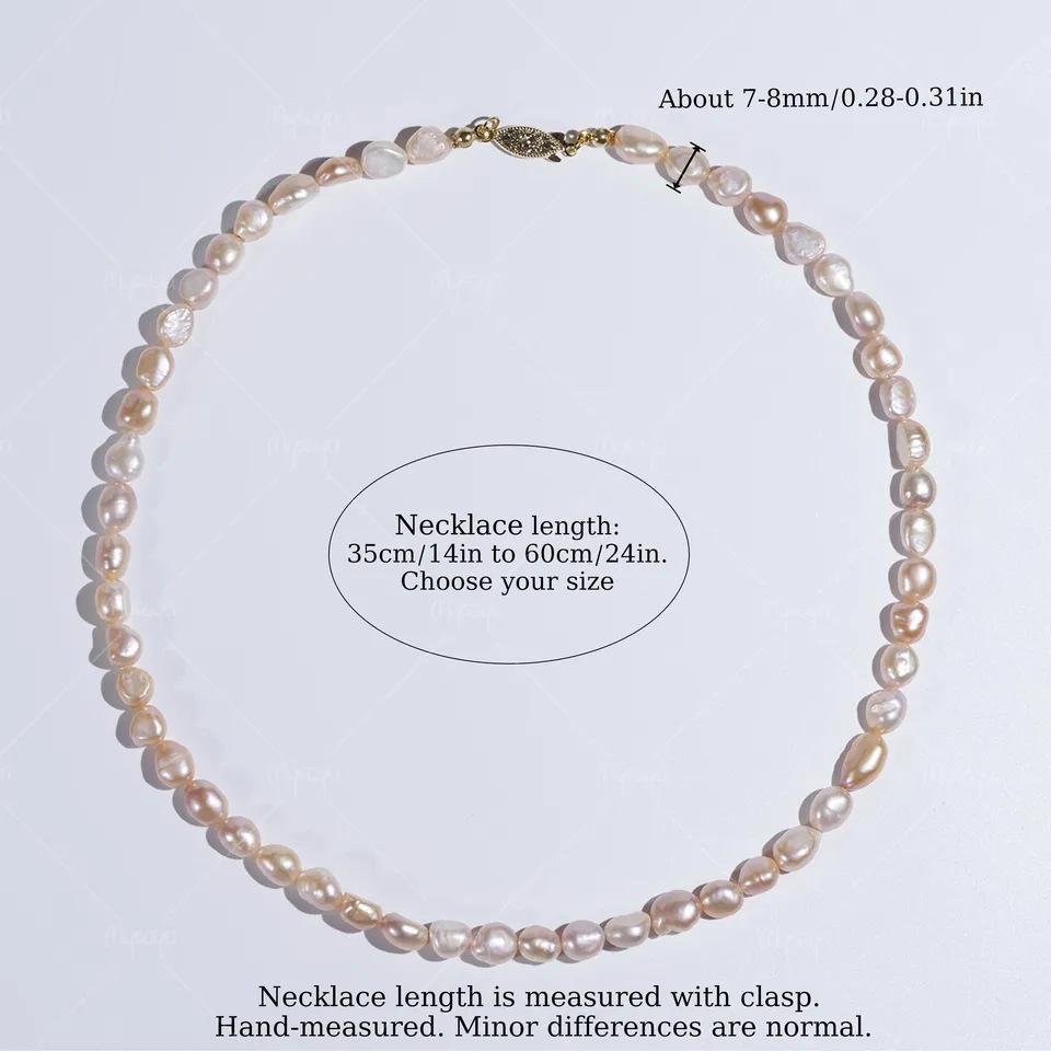 MYSOYA 7-8mm Pink Baroque Freshwater Pearl Necklace C570 35 cm