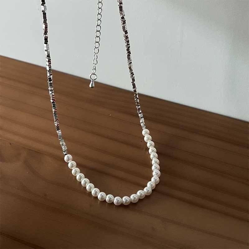 Collier ras du cou haut de gamme Galaxy argent perle pour femmes: Design unique Printemps/Été