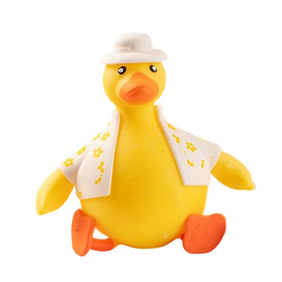 Slow-Rising Duck Squeeze Toy Soft TPR Stress Reliever with Interchangeable Outfits Portable Fidget Decompression Gadget for Kids Adults