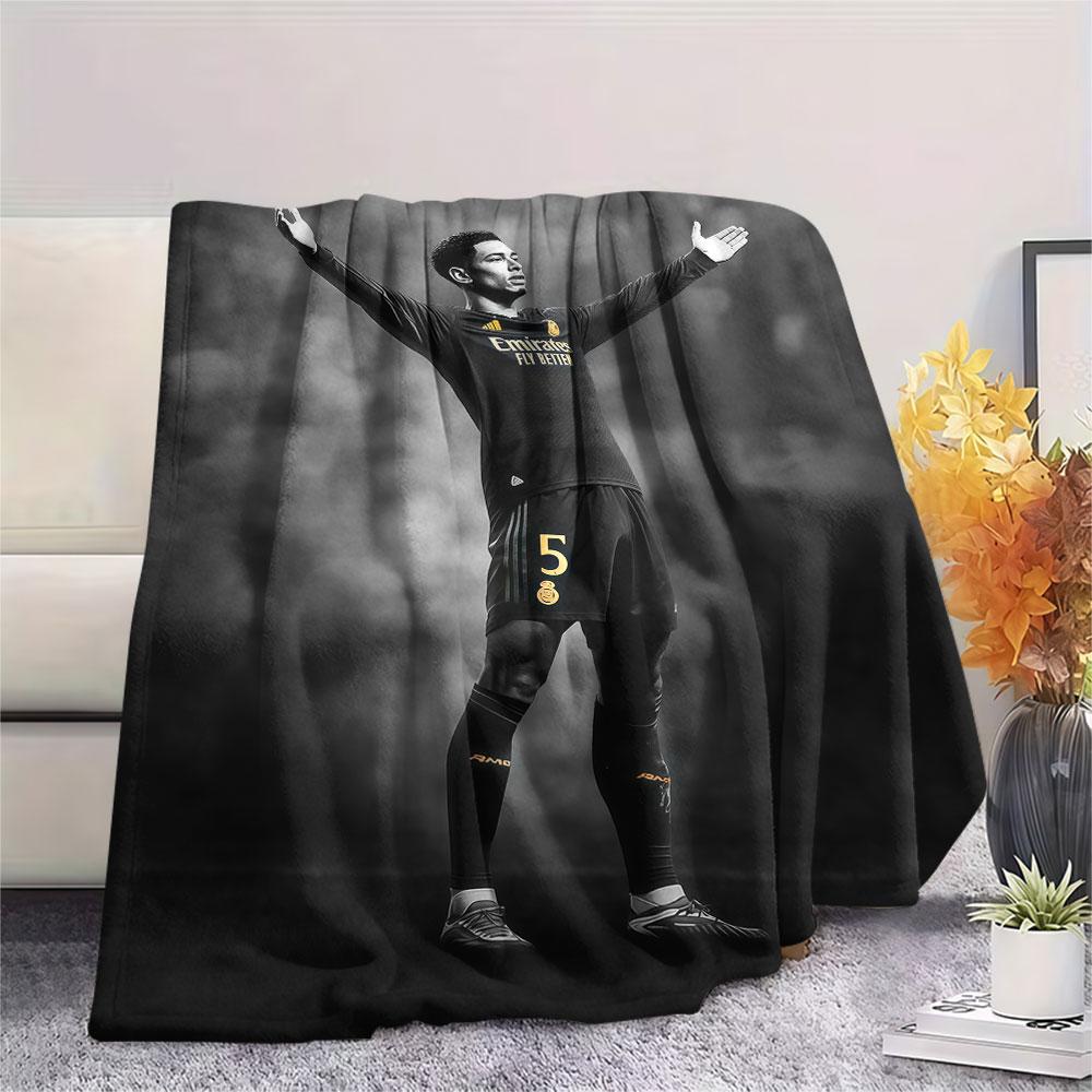 Jude Bellingham Printed Flannel Blanket, Soft Throw for Bedroom Sofa, Washable,soccer Fan Merchandise, Great Gift.