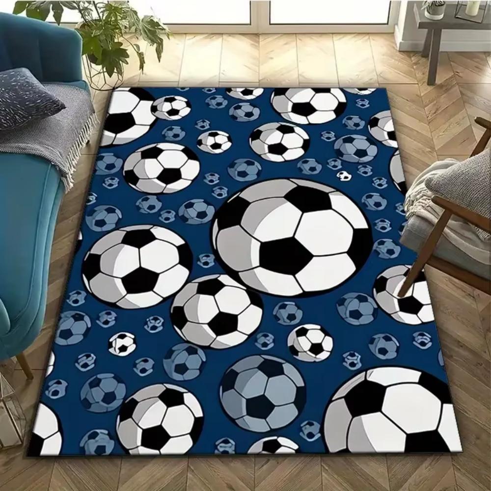 

3D Ball Soccer Carpet Living Room Floor Mat NonSlip Bedroom Doormat 2D Flat Print Home Hallway Area Decor Rug Kids Play Area Rug 40x60cm