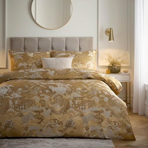 Paoletti Set Copripiumino Jacquard Reversibile Baransu oro