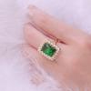 Lindon Vintage Luxury Geometry Emerald Ring for Women Rectangular Gemstone Silver 925 Jewelry Female Anniversary Gift Banquet