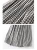 2026 Women's Black & White Plaid Drawstring V-Neck Cotton Sleeveless A-line Summer Dress