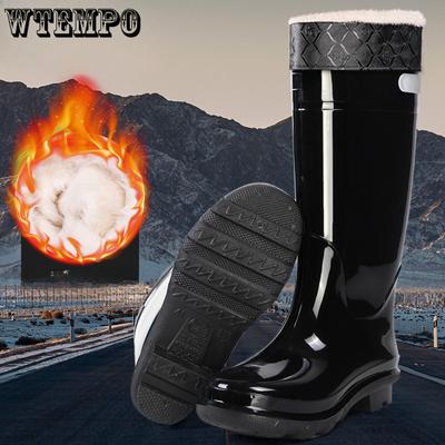 Winter Warm and Cotton Snow Boots Anti Slip Rain Shoes Men's Wear-resistant Cowhide Sole Mining Boots Low Cut Kitchen Waterproof Boots