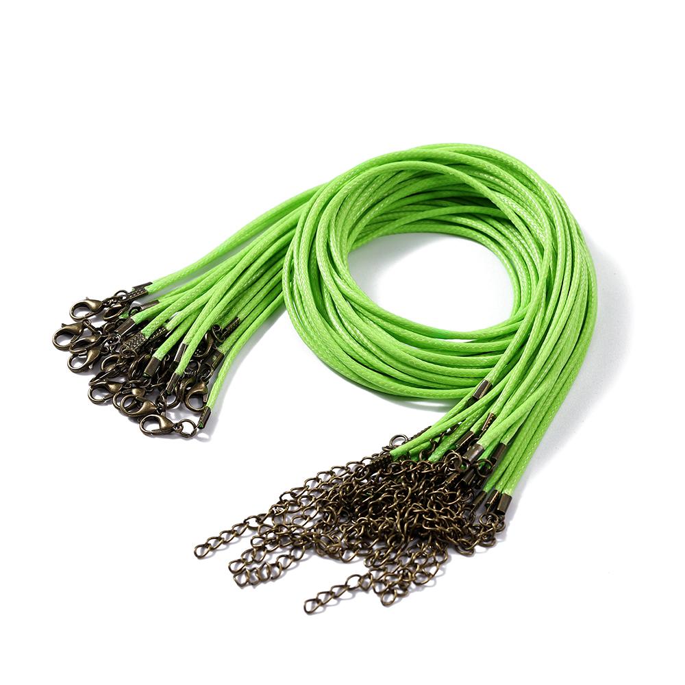 10Pcs 1.5/2mm Colorful Leather Braided Rope Bronze Lobster Clasp Tail Chain Connector for DIY Pendant Jewelry Making Supplies