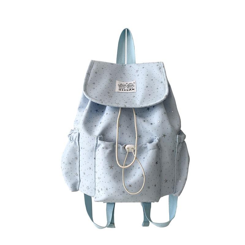Schoolbag1011 New Women's Backpack Trendy Versatile Commuter Backpack Lightweight Large Capacity Star Student School Bag