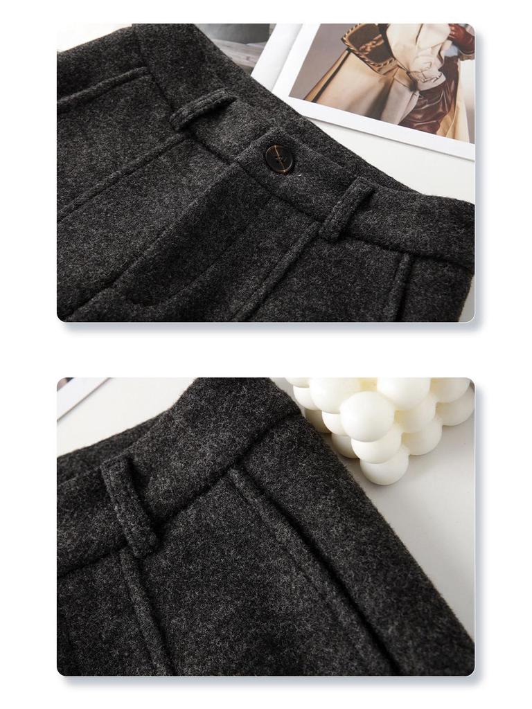 Unisex High-Waisted Gray Wool Sweatpants for Kids, Winter 2025: Thick Wide-Leg Petite Fit