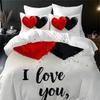 3D Love Heart Design Duvet Cover Set, 100% Polyester, Abstract Pattern, All-Season Soft Sanded Fabric Digital Bedding Set
