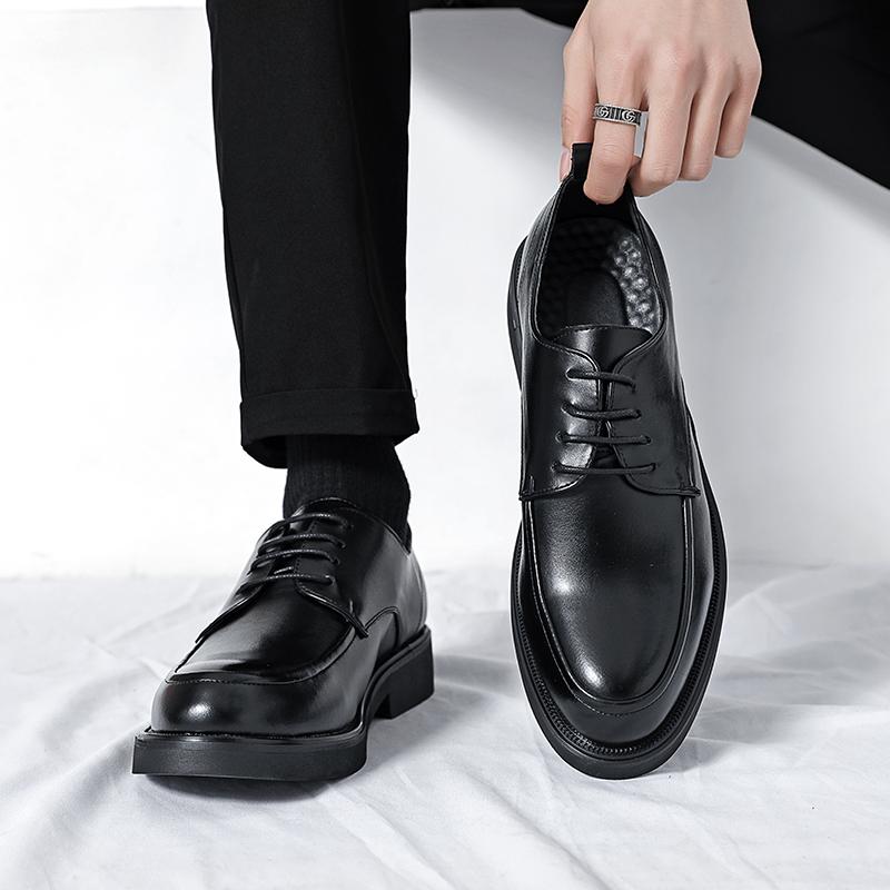 2024  genuine leather high-quality sports shoes for men's casual and fashionable business, thick soled low cut formal shoes