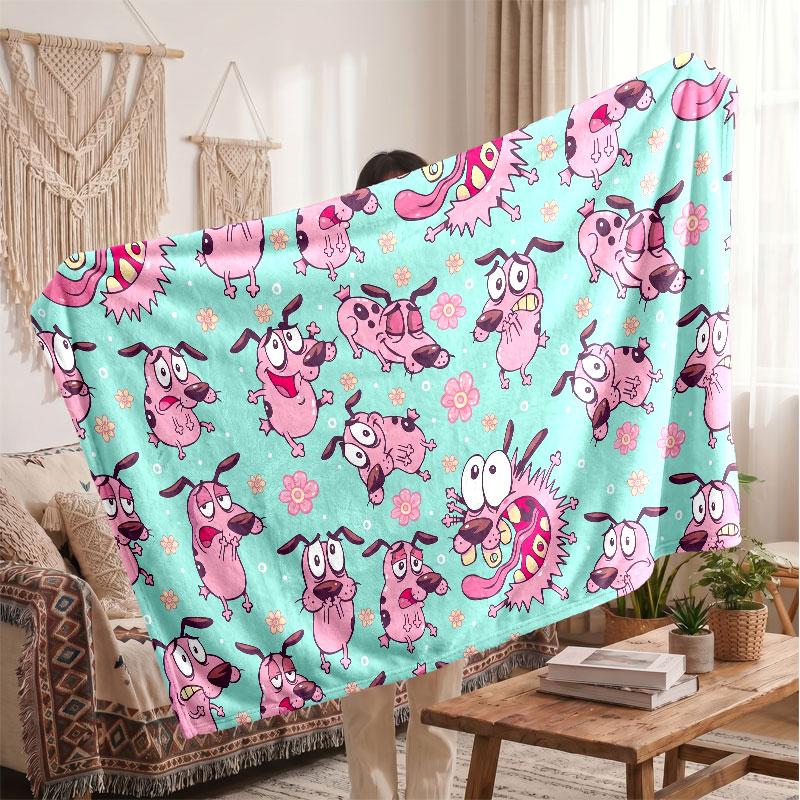 Warm Flannel BlanketCourage the Cowardly Dog Soft Cozy Throw Blanket for Bedroom Couch