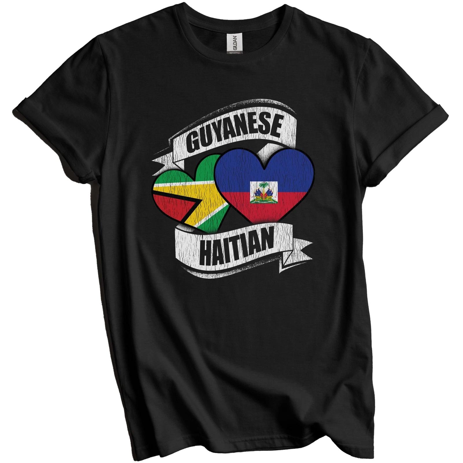 Guyanese Haitian Hearts Guyana Haiti Flags T-Shirt M