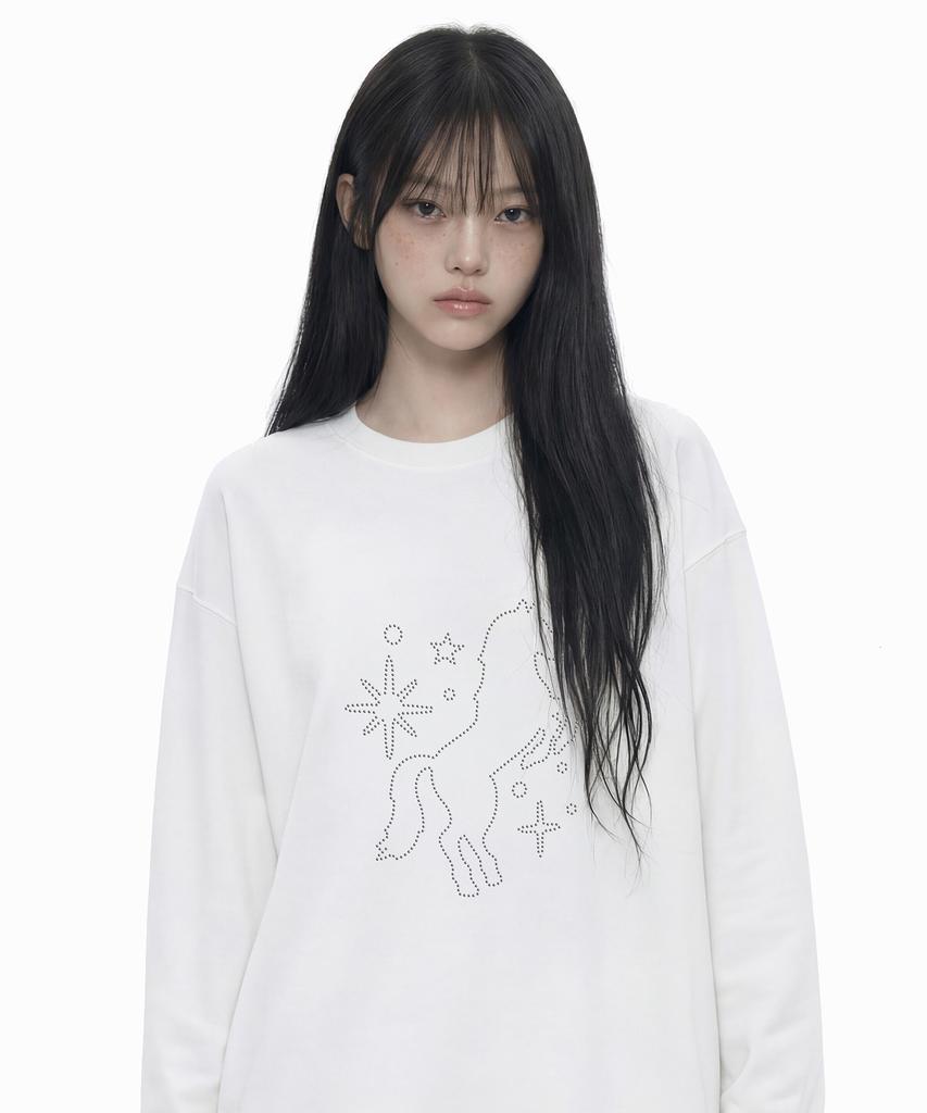 GRAVER [Unisex] Stud Dots Pony Long Sleeve T-Shirt_3 Colors