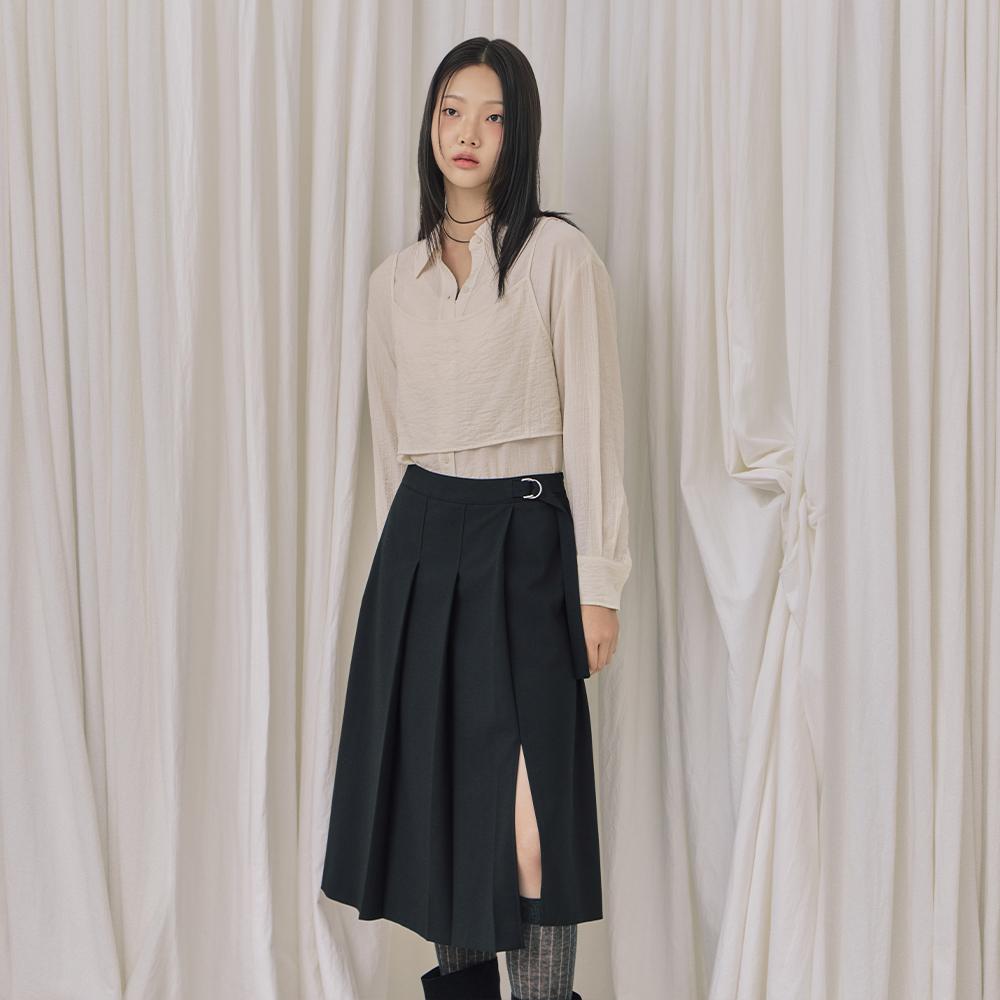 Rap Belt Pleated Asymmetrical Skirt Ar3Ws862