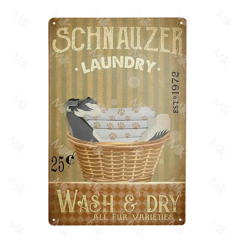 Funny Pet Schnauzer Dog Shop Art Metal Tin Sign Wall Poster Iron Painting for Bathroom Toilet Laundry Street Sweet Home Decor