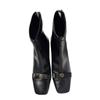 Round-toe Thick-soled Short Boots Made of Soft Leather with Elastic Material, High-heeled Women's Shoes