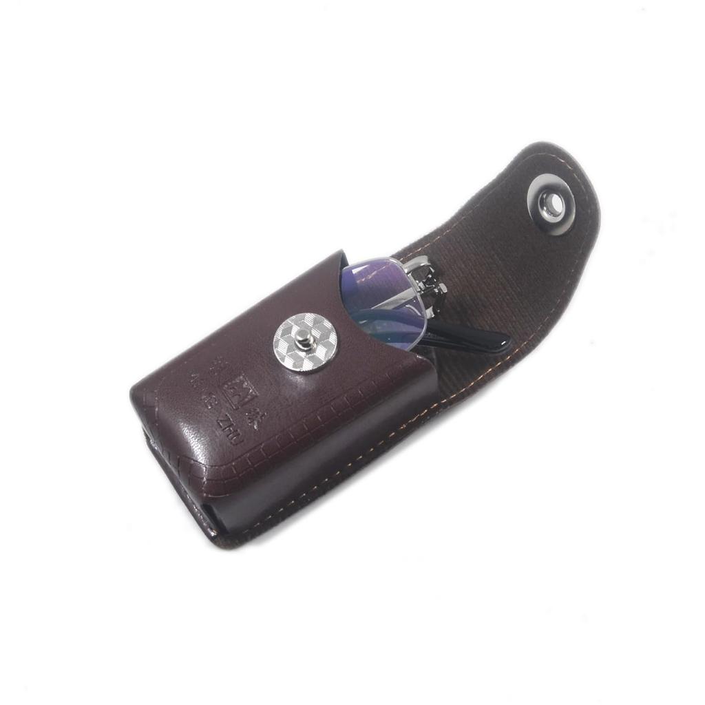 Reading Compact Folding Stylish Metal Senior with Dedicated Leather H6102 [Henghao] Glasses, Half-Rim, Glasses, Frame, Glasses, Case, (Silver, 3.50)
