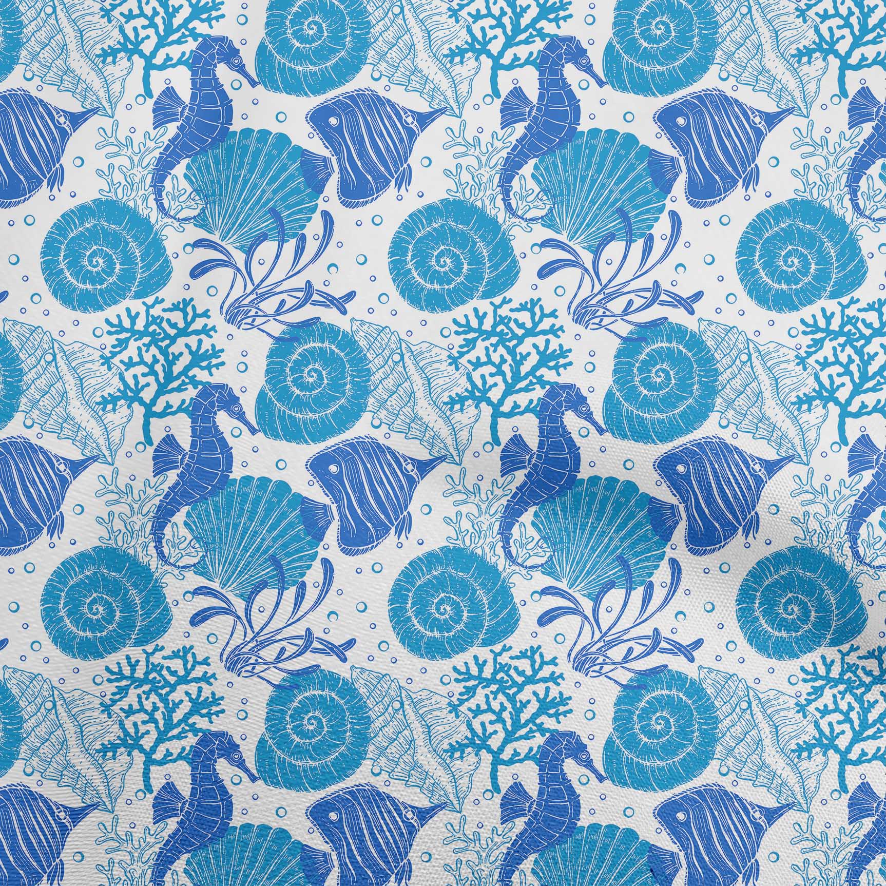 

oneOone Бавовняний поплін Коричневий Тканина Ocean Underwater Life Швейний матеріал Тканина з принтом у дворі 42 дюйма 42 Inch Wide - Viscose Chiffon середній синього кольору