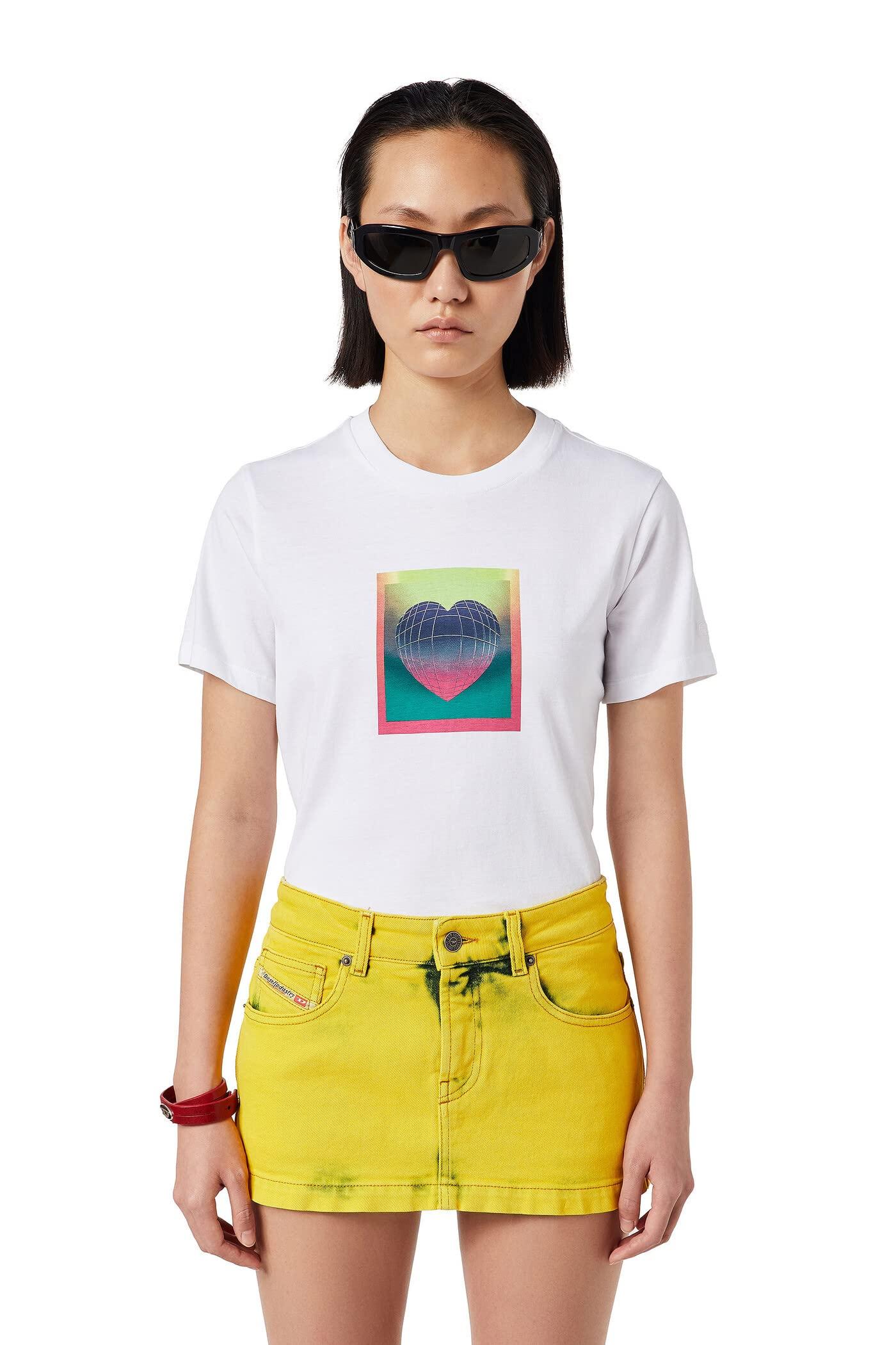 

Diesel Women s Crew Neck Short Sleeve Regular Fit T-Shirt, A052550HERA, XS, White, Size 100