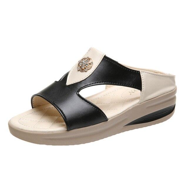 

Летние модные женские босоножки на танкетке, пляжные повседневные женские туфли с открытым носком на толстой подошве, женские универсальные сандалии разных цветов 37 чёрный