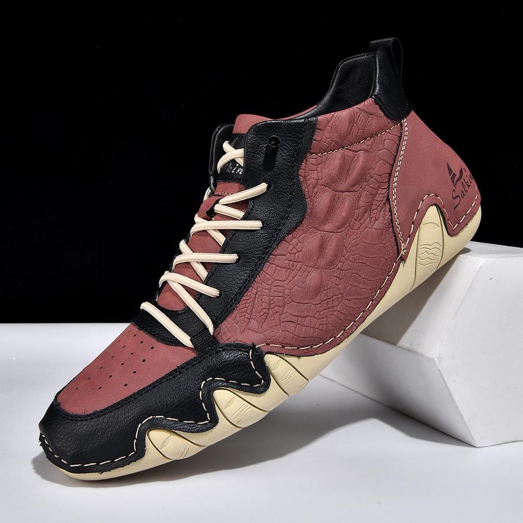 Größe 48 Handgefertigte Spaltleder Freizeitschuhe Herrenstiefel Bequeme Stiefeletten für Herren Schuhe Mokassins Herren Ballerinas