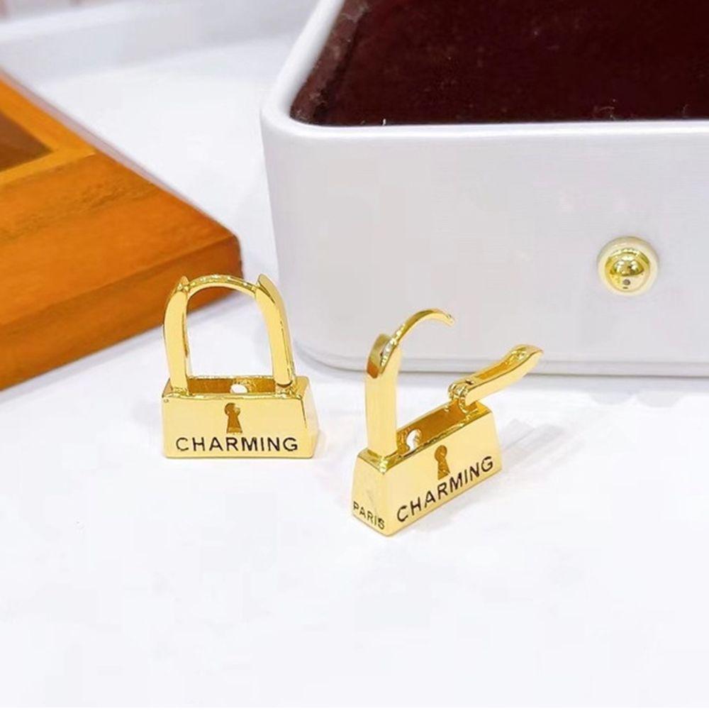 

Trendy Copper Unique Korean Style Ear Buckle Women Hoop Earrings Lock Earrings Fashion Jewelry серебряный