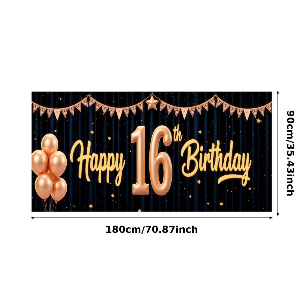 Balloon Decoration 16th Celebration Event Banner Birthday Backdrop for Sweet 16 Celebration Holiday Celebration Event Decoration